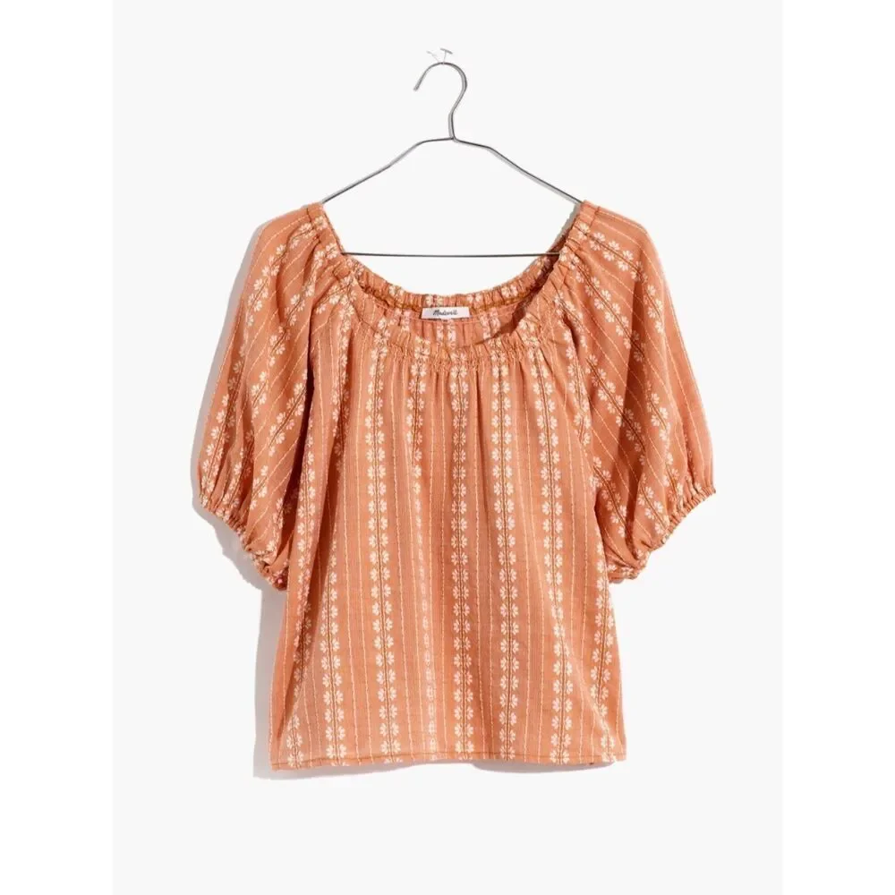 NWT Madewell Puff Sleeve Swing Top in Floral Striped Jacquard!